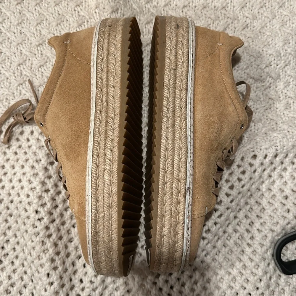 WOMENS Rag & Bone Kent Platform Espadrille Shoes In Dune Suede Size:40 (US 9)